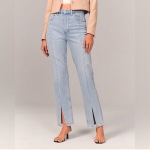 181-Abercrombie the 90's straight ultra high rise split distressed  hem